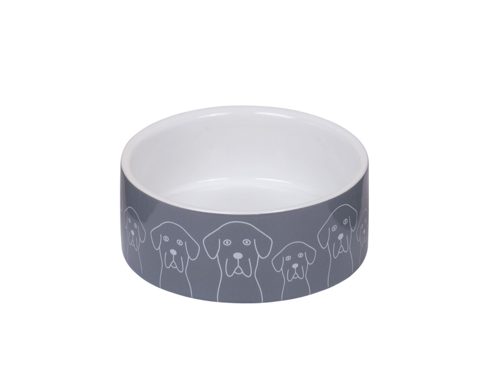 Keramieken schaal "Honden"  12 x 4,5 cm, 0,25 l wit