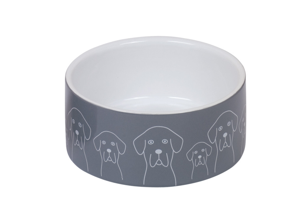 Keramieken schaal "Honden"  15 x 6 cm, 0,55 l wit