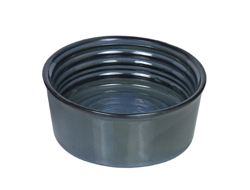 [NB82340] Keramieken schaal "Groove"  15,5 x 6 cm, 0,55 l groen blauw