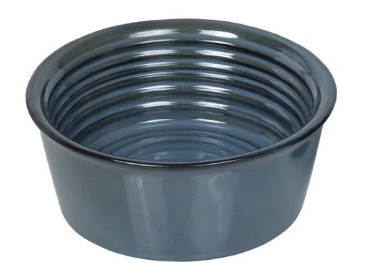 [NB82341] Keramieken schaal "Groove"  19,5 x 7,5 cm, 1,0 l groen blauw