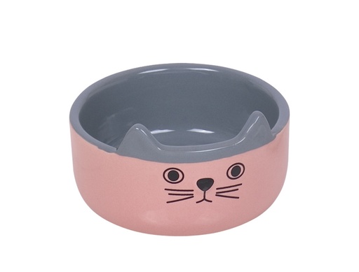 [NB82355] Keramieken kattenbak "Cat Face"  13,0 x 4,0 cm, 0,16 l roze