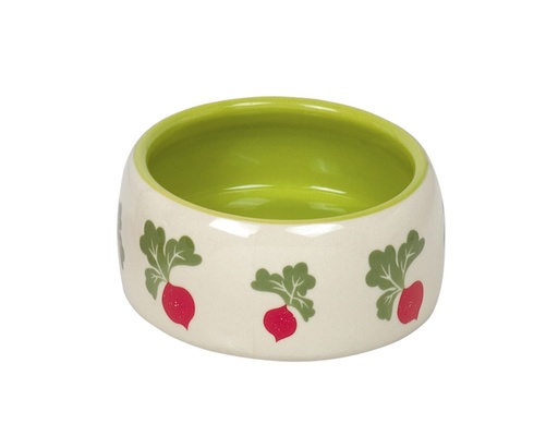 [NB82358] Knaagdier keramische voerbak "Radijs"  12 x 5 cm, 0,25 l 