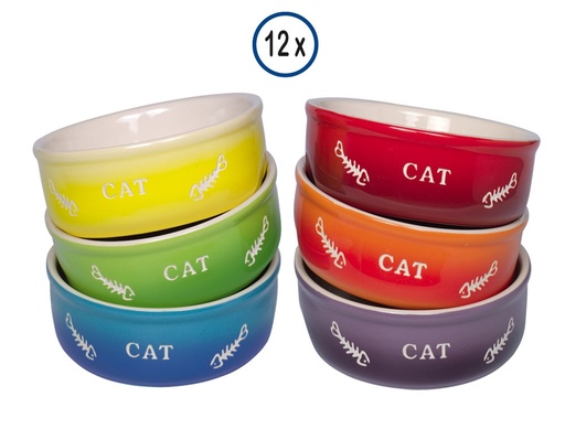 [NB82376] Keramieken kattenbak "Gradient" Display 12 st, 13,5 x 4,5 cm, 0,25 l Mix kleuren