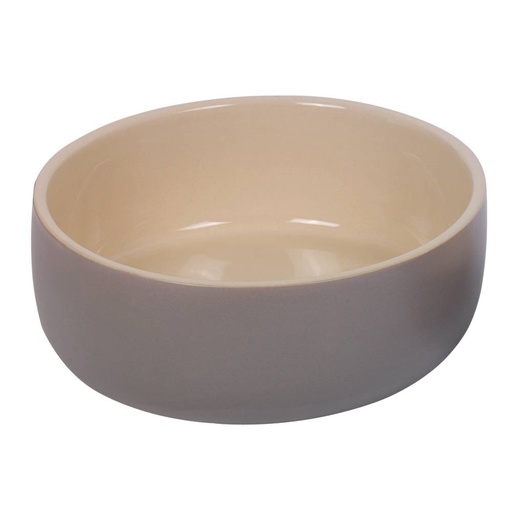[NB82405] Keramieken schaal "Kaunis"  24,0 x 8,0 cm, 2,40 l grijs/cream