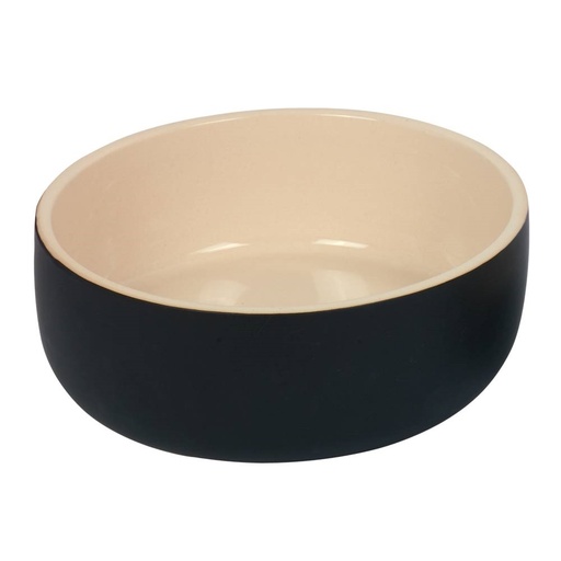 [NB82408] Keramieken schaal "Kaunis"  24,0 x 8,0 cm, 2,40 l zwart/cream