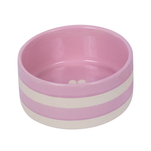 [NB82434] Keramieken schaal "Strio"  18,0 x 7,0 cm, 1,25 l roze/cream