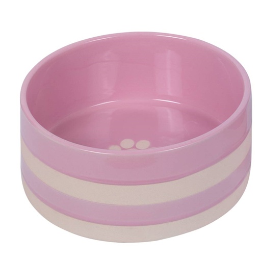 [NB82435] Keramieken schaal "Strio"  21,0 x 8,5 cm, 2,00 l roze/cream