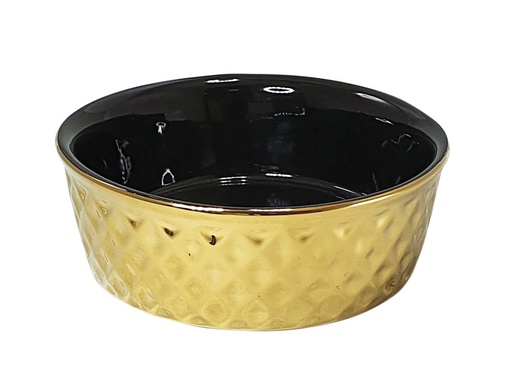 [NB82436] Keramieken schaal "Goud"  15 x 6 cm, 0,50 l goud/zwart