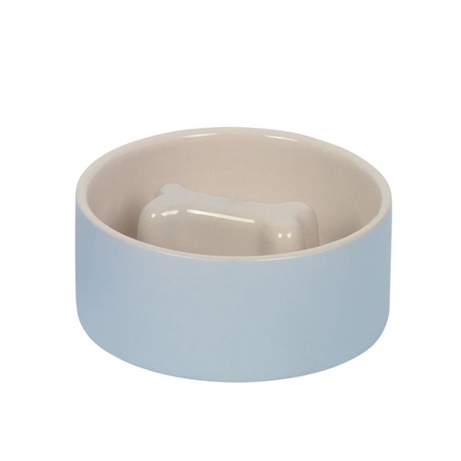 [NB82439] Anti-slikkom "Bone"  15 x 6 cm, 0,5 l grijs/cream