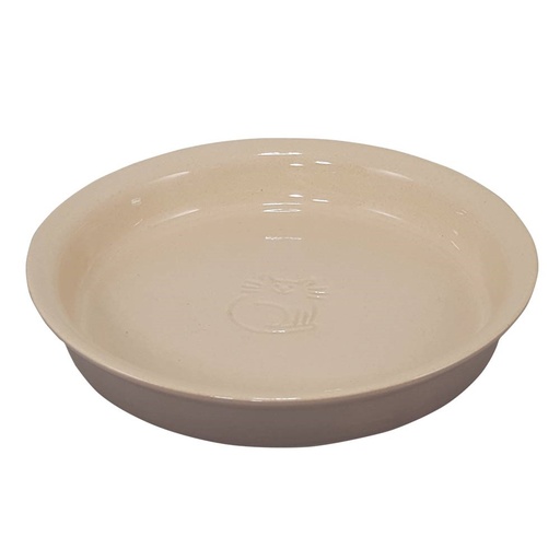 [NB82442] Keramiek kattenbakje "Miska"  16 x 2,5 cm, 0,25 l grijs/cream