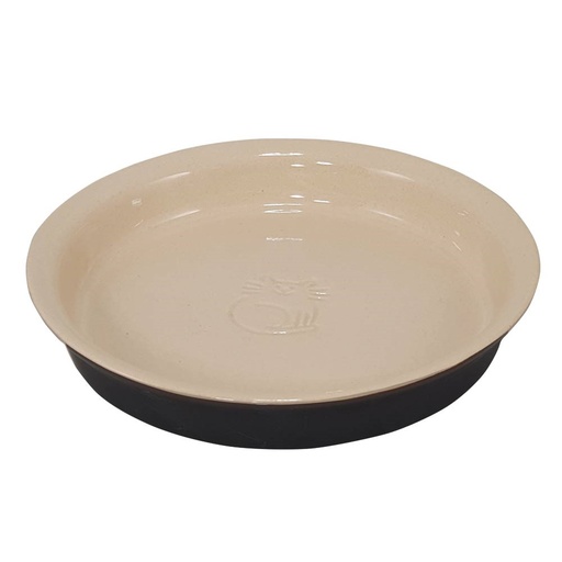 [NB82443] Keramiek kattenbakje "Miska"  16 x 2,5 cm, 0,25 l zwart/cream