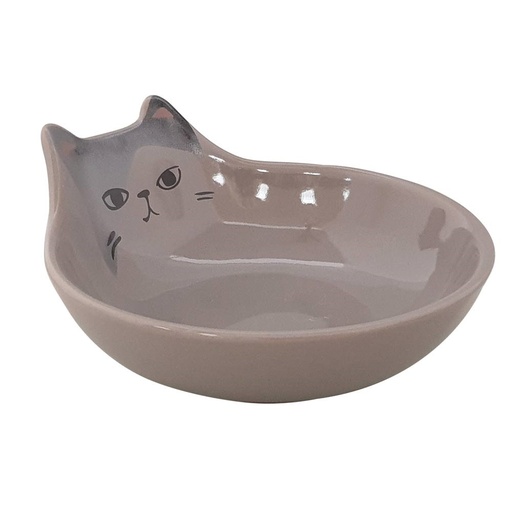 [NB82450] Keramiek kattenbakje "Kato"  12 x 5,5 cm, 0,15 l grijs