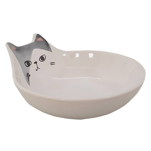 [NB82451] Keramiek kattenbakje "Kato"  12 x 5,5 cm, 0,15 l wit