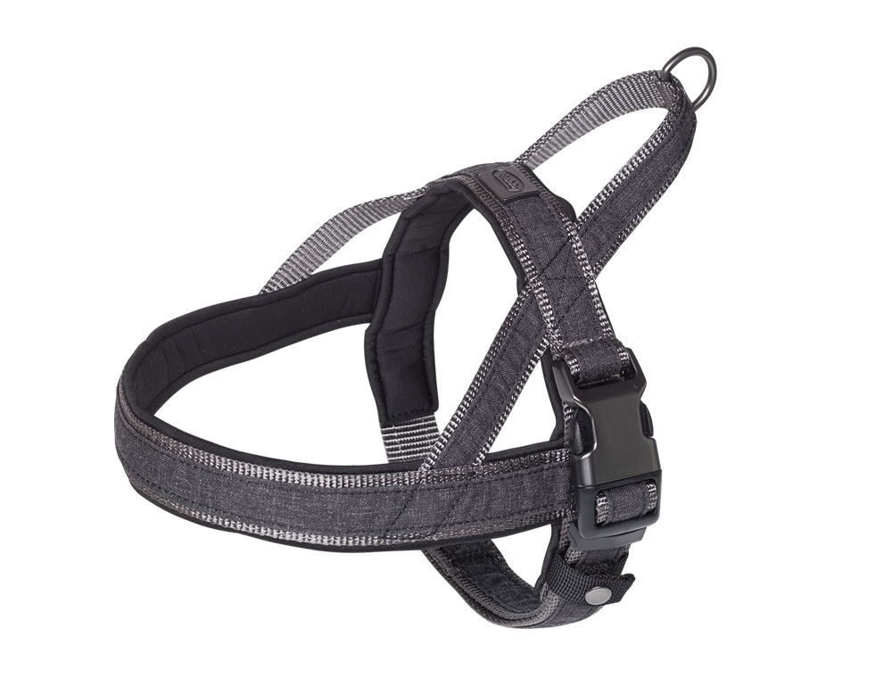 Noors harnas "Linnen Deluxe" l: 50-64 cm + 42 cm, b: 25/35 mm zwart/grijs
