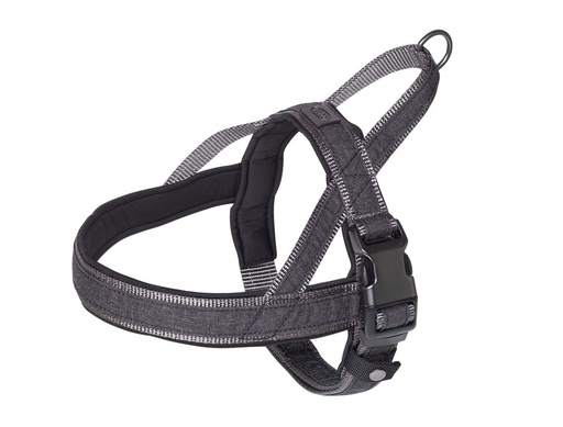[NB8874905] Noors harnas "Linnen Deluxe" l: 68-85 cm + 54 cm, b: 40/45 mm zwart/grijs