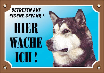 [NB93115] Waarschuwingsbord Alaskan Malamute