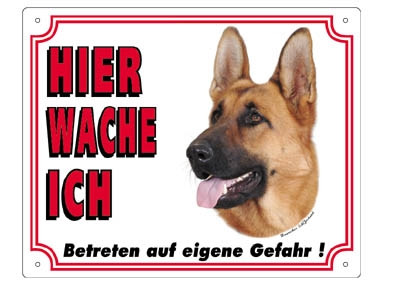 [NB93208] Waarschuwingsbord Duitse herder bruin