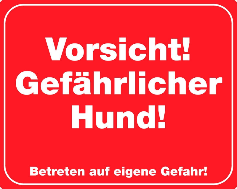 Waarschuwingsbord "Let op! Gevaarlijke hond! 250 x 200 mm 