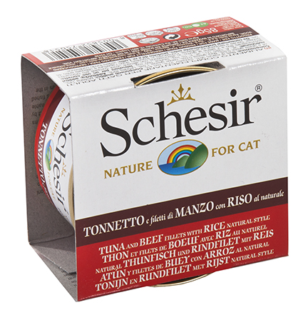 Schesir Cat Nat. Brine Rice Tuna & Beef