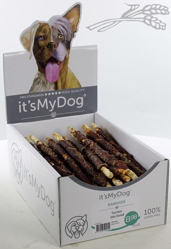 [IMD50025] it's My Dog Rawhide Twist Met Eend 64 x 1 st.